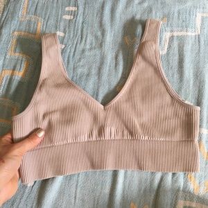 Oysho_Sport Cream Ribbed Sport Top Sports Bra | Size S